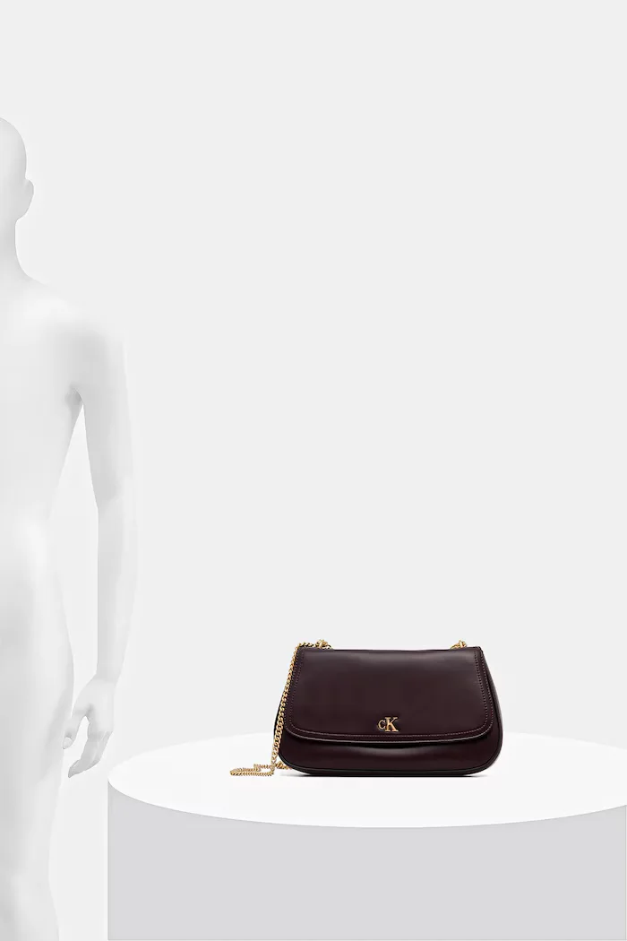 CALVIN KLEIN чанта crossbody дамска от имитация на кожа бордо LV04F3171G