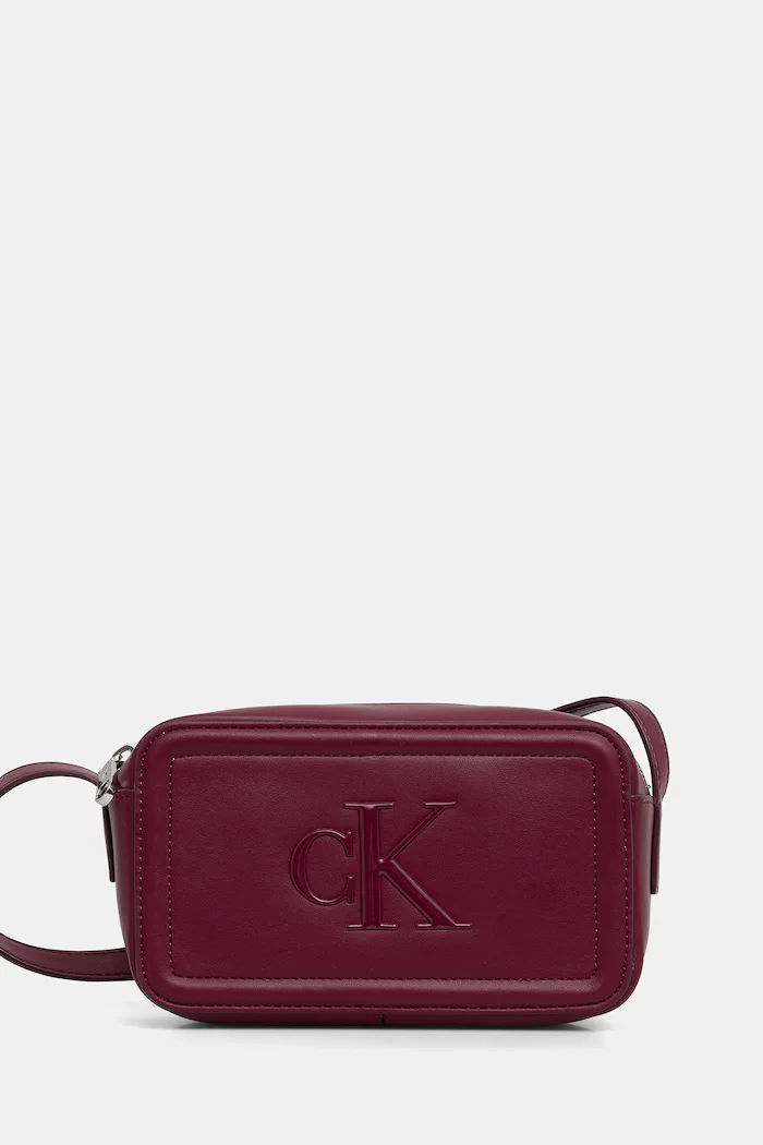 CALVIN KLEIN чанта crossbody дамска от имитация на кожа бордо LV04F3220G