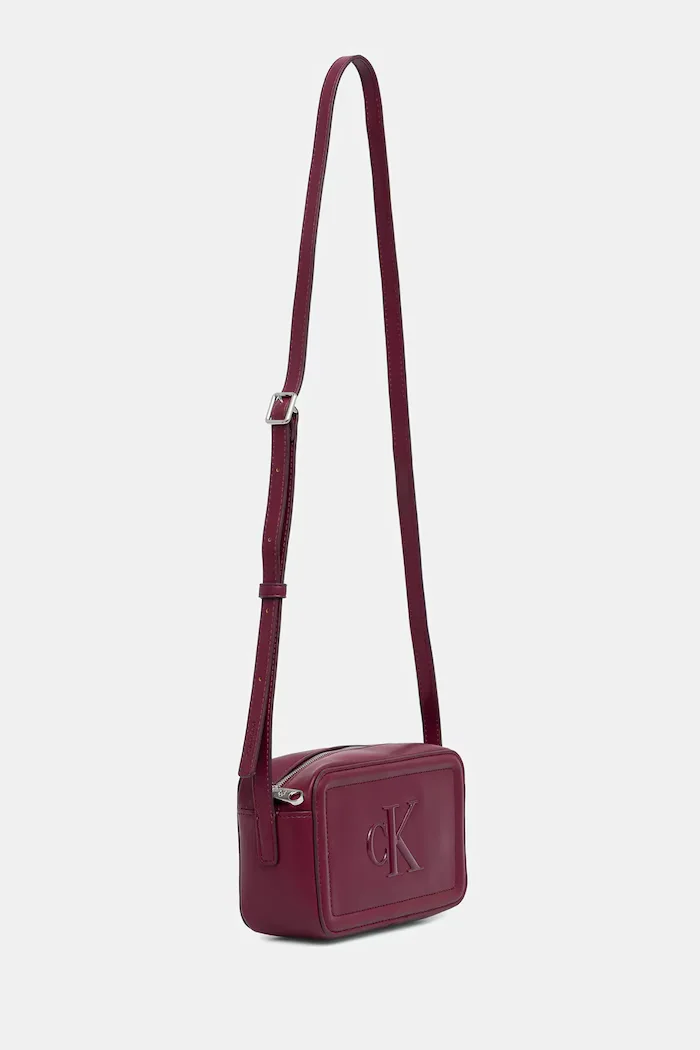 CALVIN KLEIN чанта crossbody дамска от имитация на кожа бордо LV04F3220G