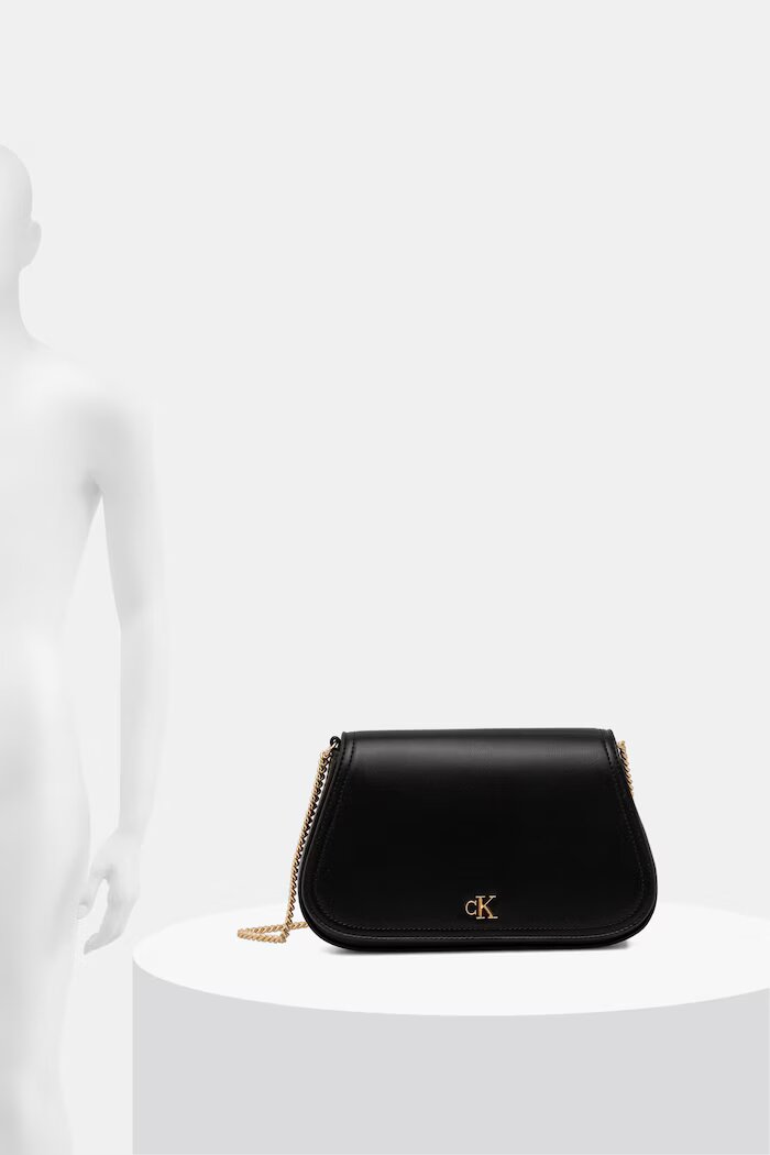 CALVIN KLEIN чанта crossbody дамска от имитация на кожа черна LV04F1153G