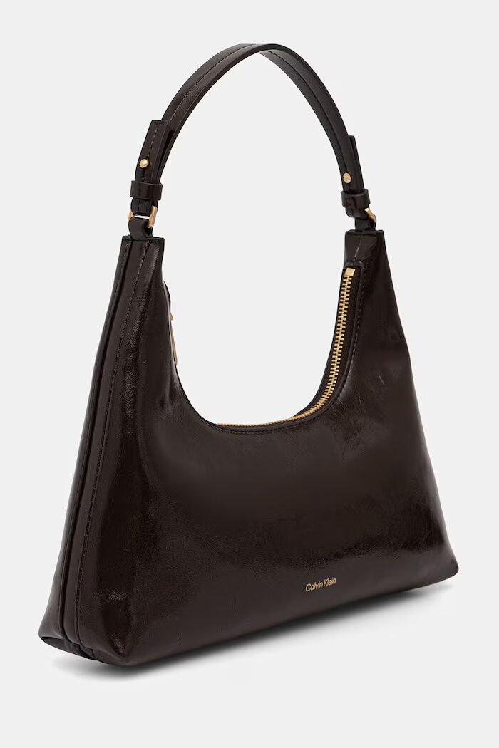 CALVIN KLEIN чанта crossbody дамска от имитация на кожа кафява LV04F3737G