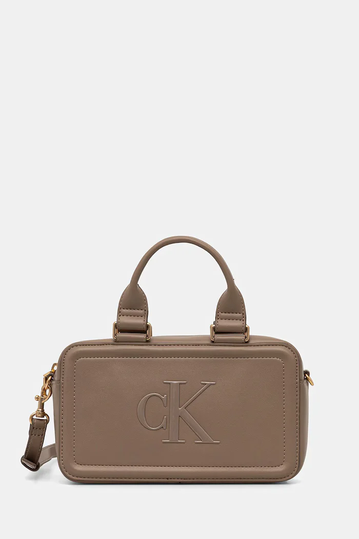CALVIN KLEIN чанта дамска от имитация на кожа бежова LV04F3411G
