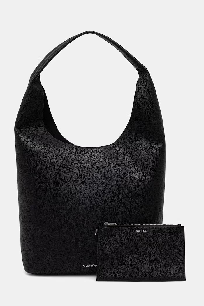 CALVIN KLEIN чанта дамска от имитация на кожа черна LV04F3596G
