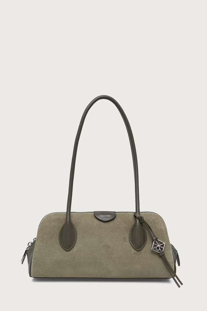 CALVIN KLEIN чанта дамска от велур зелена LV04F3888G