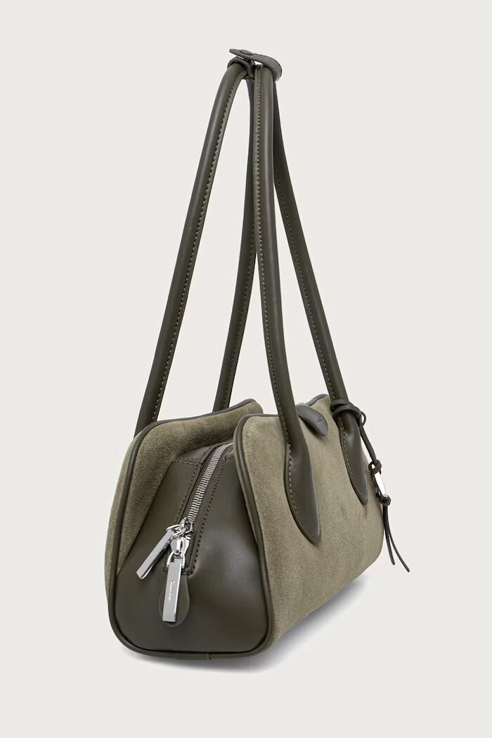 CALVIN KLEIN чанта дамска от велур зелена LV04F3888G