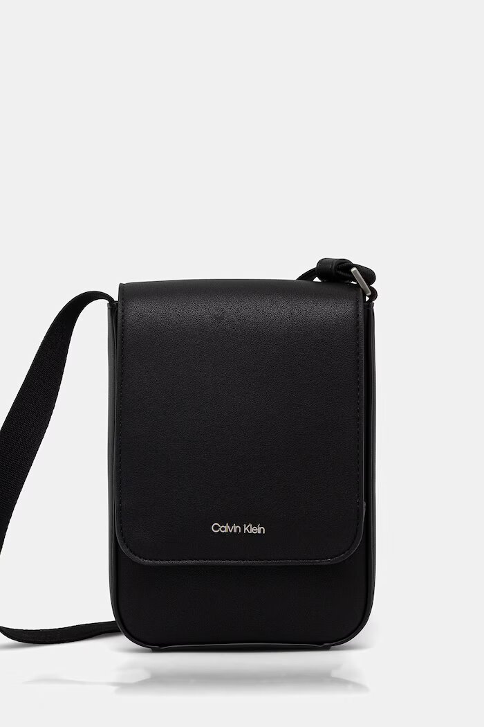 CALVIN KLEIN Чанта през рамо мъжка от имитация на кожа черна LV04D1226G
