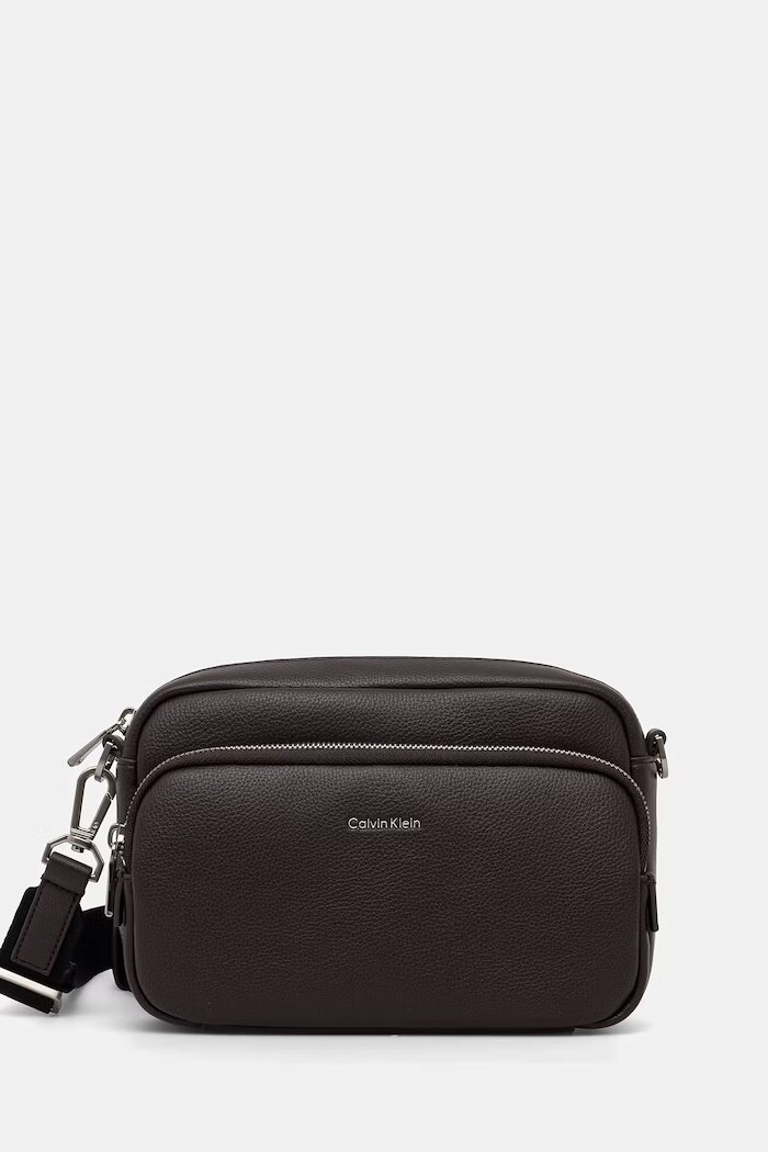 CALVIN KLEIN чанта през рамо мъжка от имитация на кожа кафява LV04D3159G