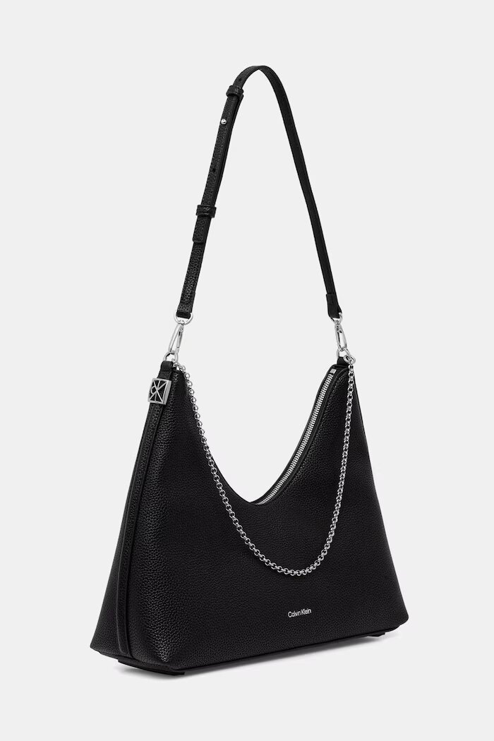 CALVIN KLEIN чанта тип хобо дамска от имитация на кожа черна LV04F3495G