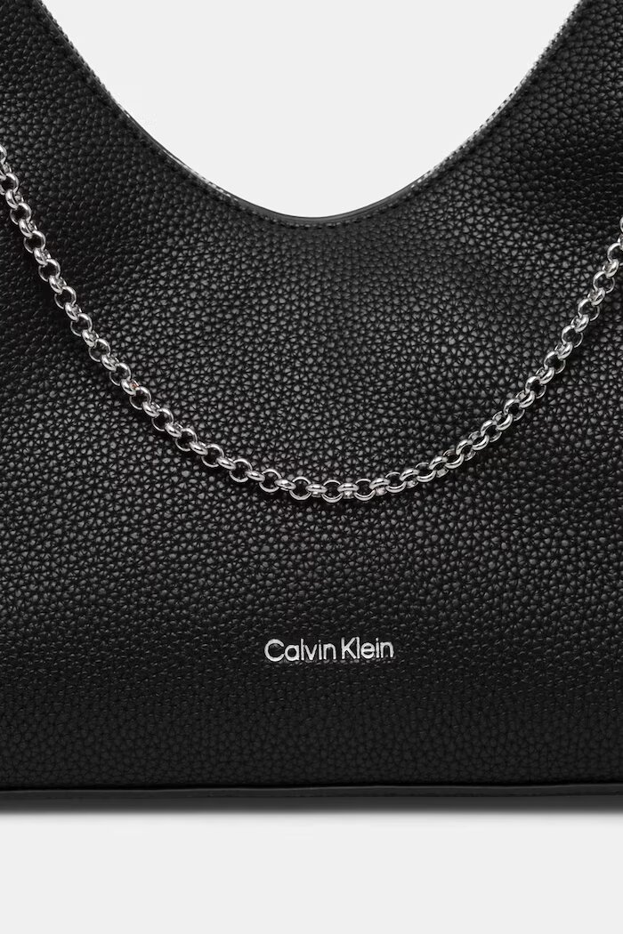 CALVIN KLEIN чанта тип хобо дамска от имитация на кожа черна LV04F3495G