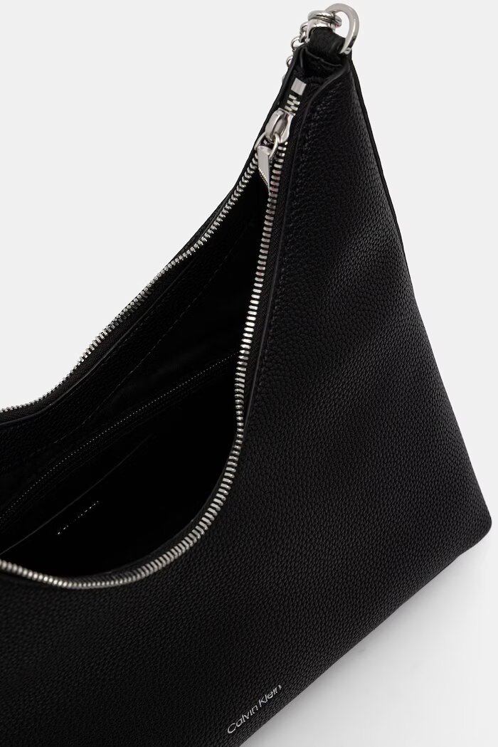 CALVIN KLEIN чанта тип хобо дамска от имитация на кожа черна LV04F3495G