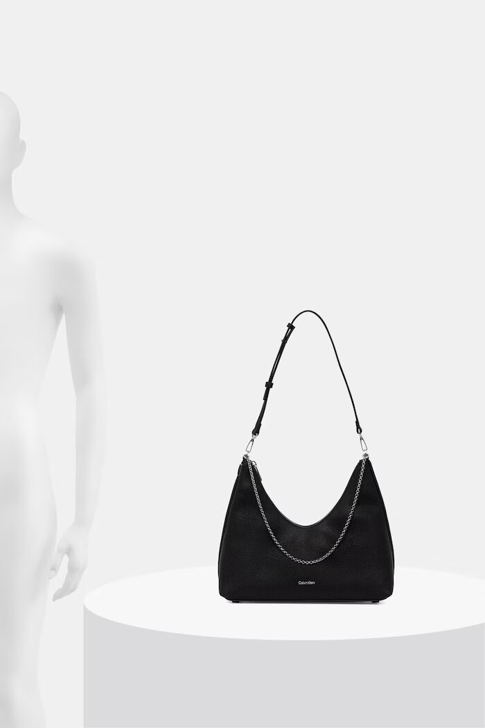 CALVIN KLEIN чанта тип хобо дамска от имитация на кожа черна LV04F3495G