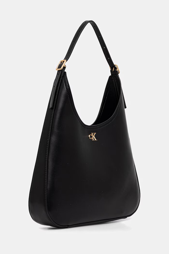 CALVIN KLEIN чанта тип хобо дамска от имитация на кожа черна LV04F3522G