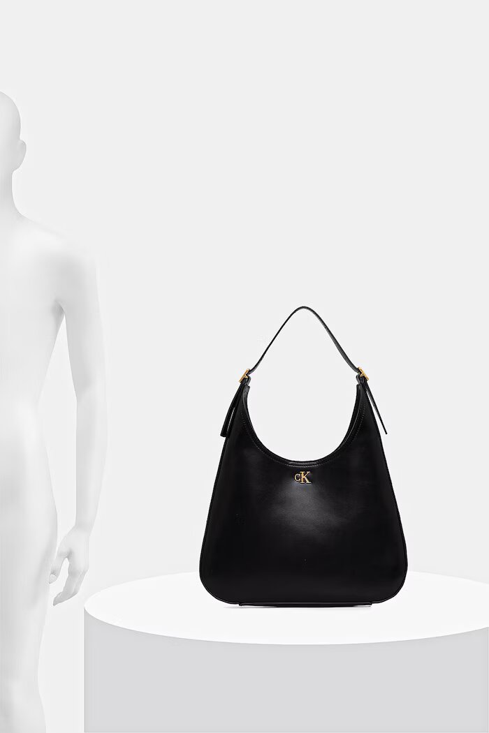CALVIN KLEIN чанта тип хобо дамска от имитация на кожа черна LV04F3522G