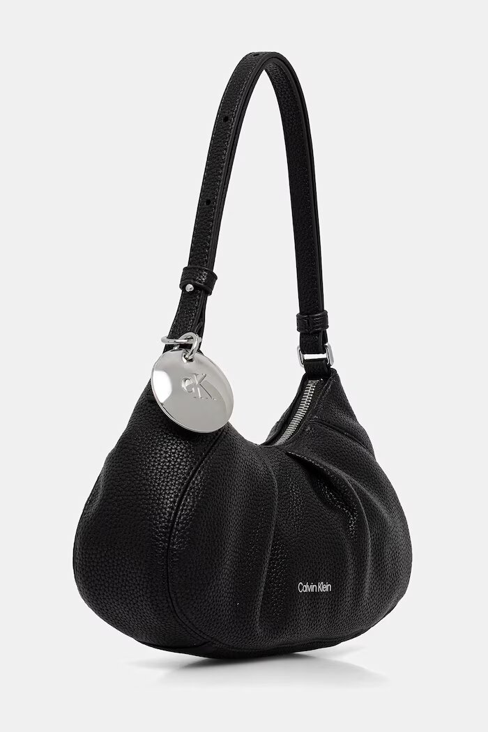 CALVIN KLEIN чанта тип хобо дамска от имитация на кожа черна LV04F3554G