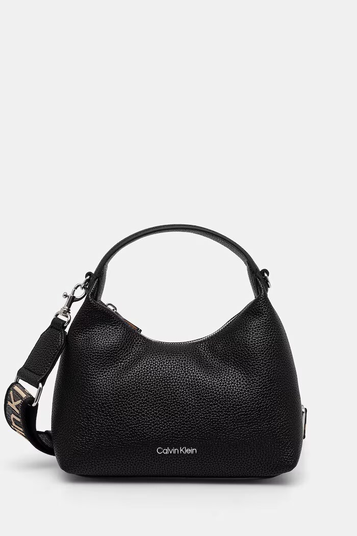 CALVIN KLEIN чанта тип хобо дамска от имитация на кожа черна LV04F3892G