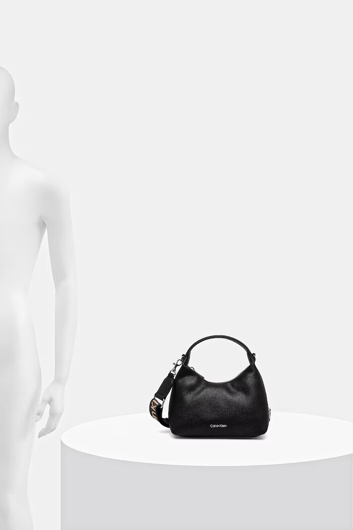 CALVIN KLEIN чанта тип хобо дамска от имитация на кожа черна LV04F3892G