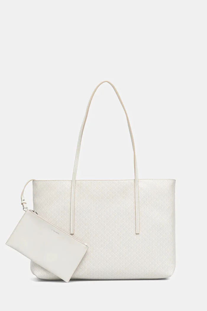 CALVIN KLEIN чанта tote дамска от имитация на кожа бяла LV04F3266G