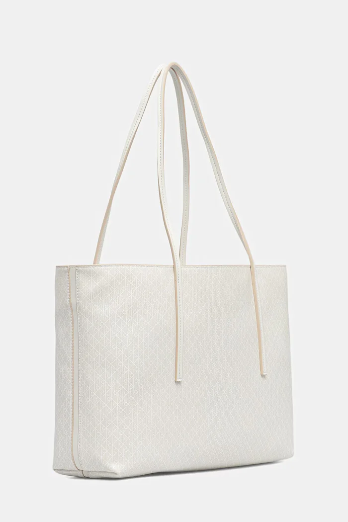 CALVIN KLEIN чанта tote дамска от имитация на кожа бяла LV04F3266G