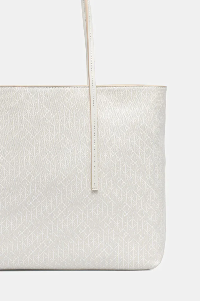 CALVIN KLEIN чанта tote дамска от имитация на кожа бяла LV04F3266G