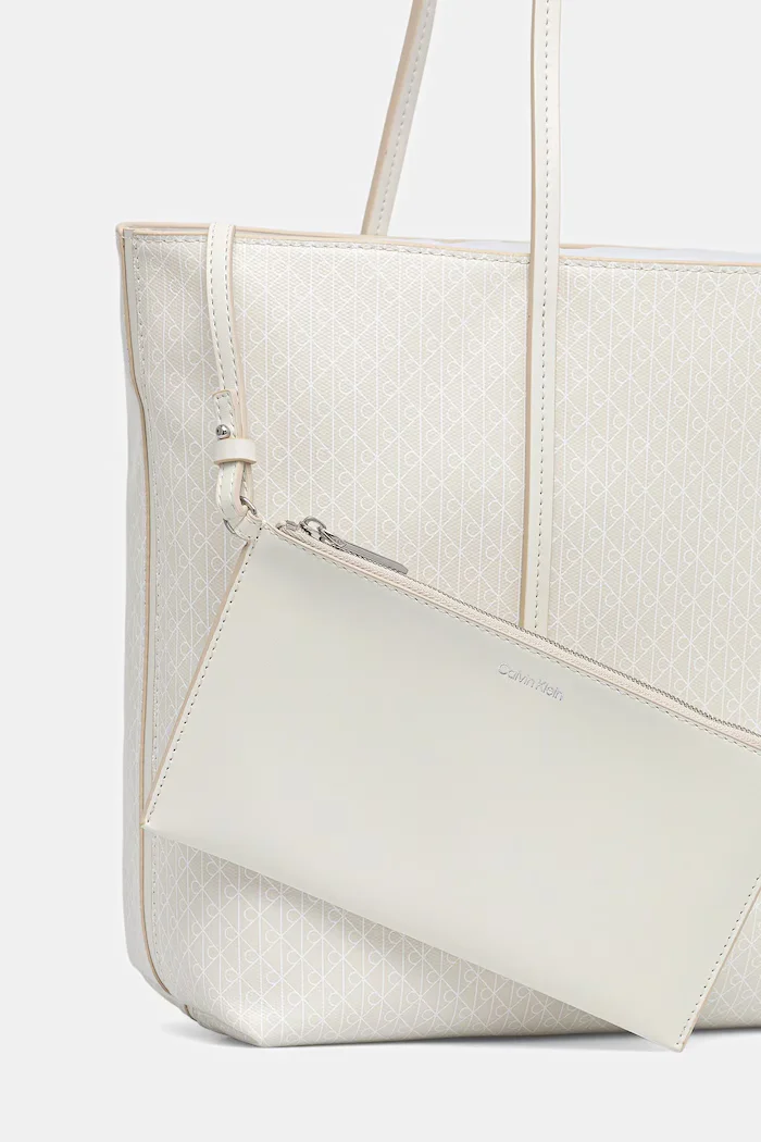CALVIN KLEIN чанта tote дамска от имитация на кожа бяла LV04F3266G