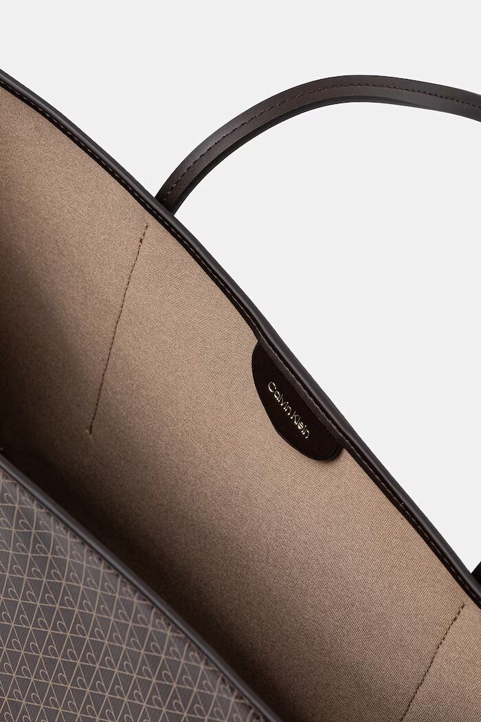 CALVIN KLEIN чанта tote дамска от имитация на кожа кафява LV04F3266G