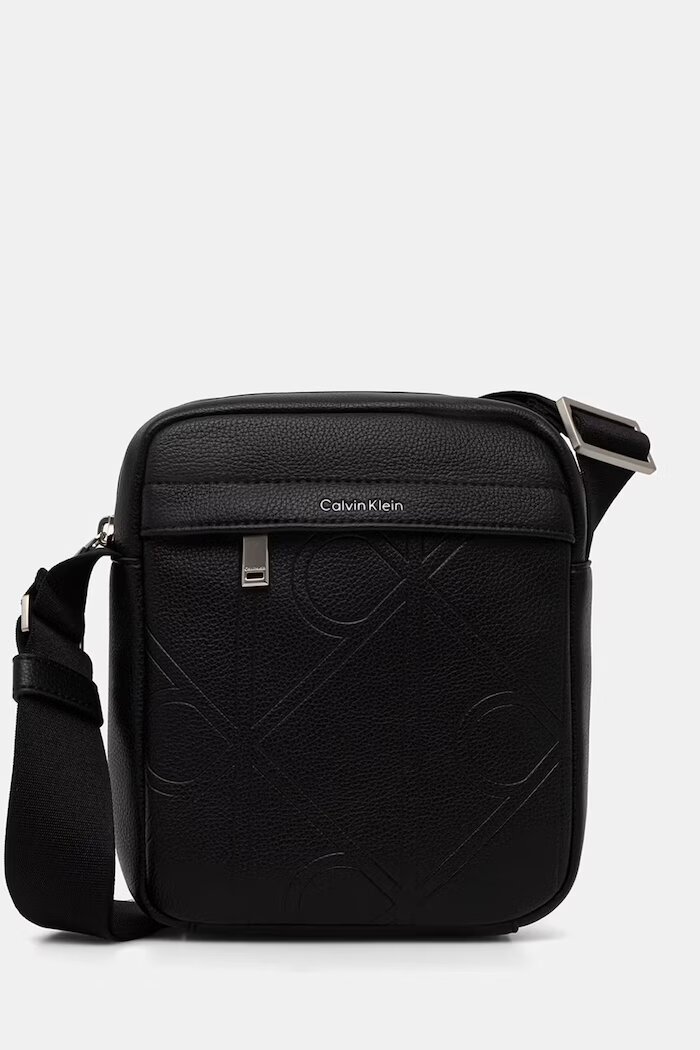 CALVIN KLEIN чанта за рамо мъжка от имитация на кожа черна LV04D3331G