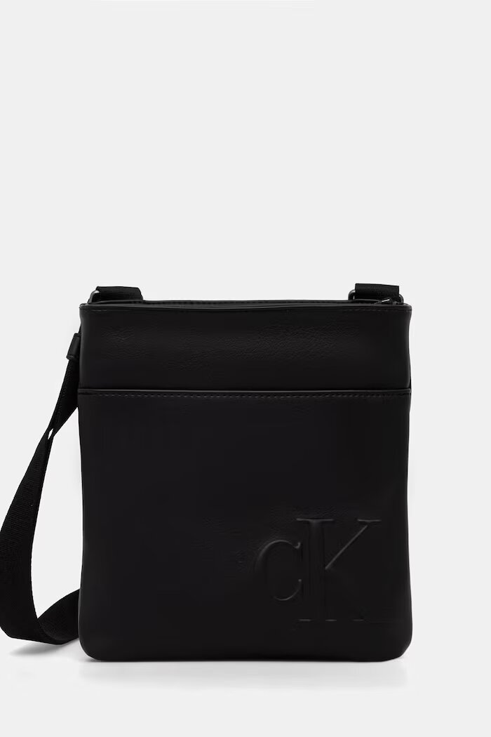 CALVIN KLEIN Чанта за рамо мъжка от имитация на кожа черна LV04D3344G