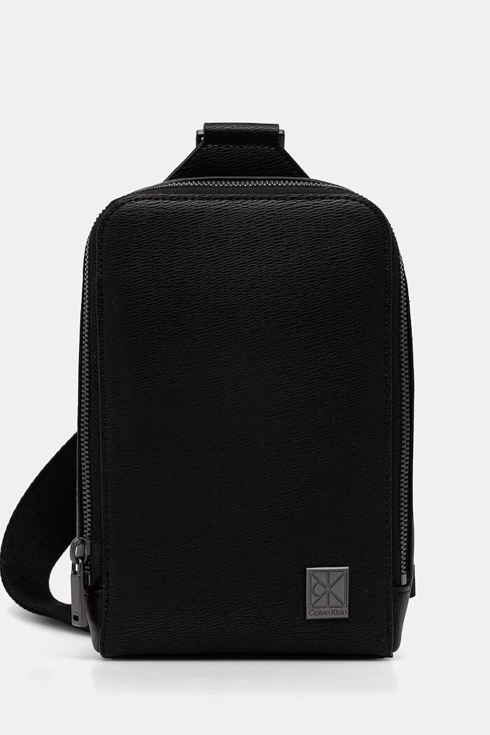 CALVIN KLEIN чанта за врата мъжка от имитация на кожа черна LV04D3292G
