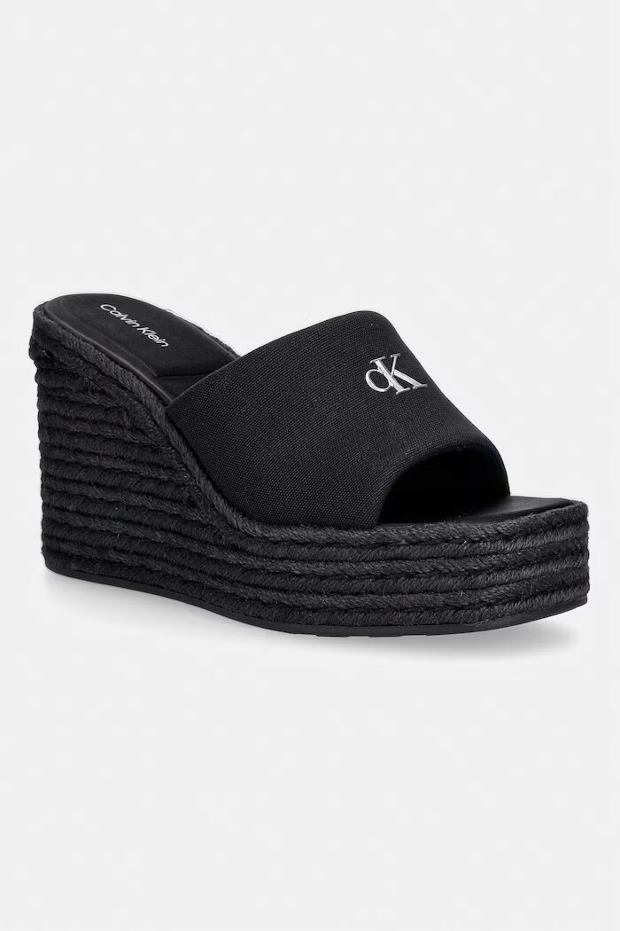 CALVIN KLEIN чехли дамски WEDGE ESPAD 70 CANVAS MG черни HW0HW03282