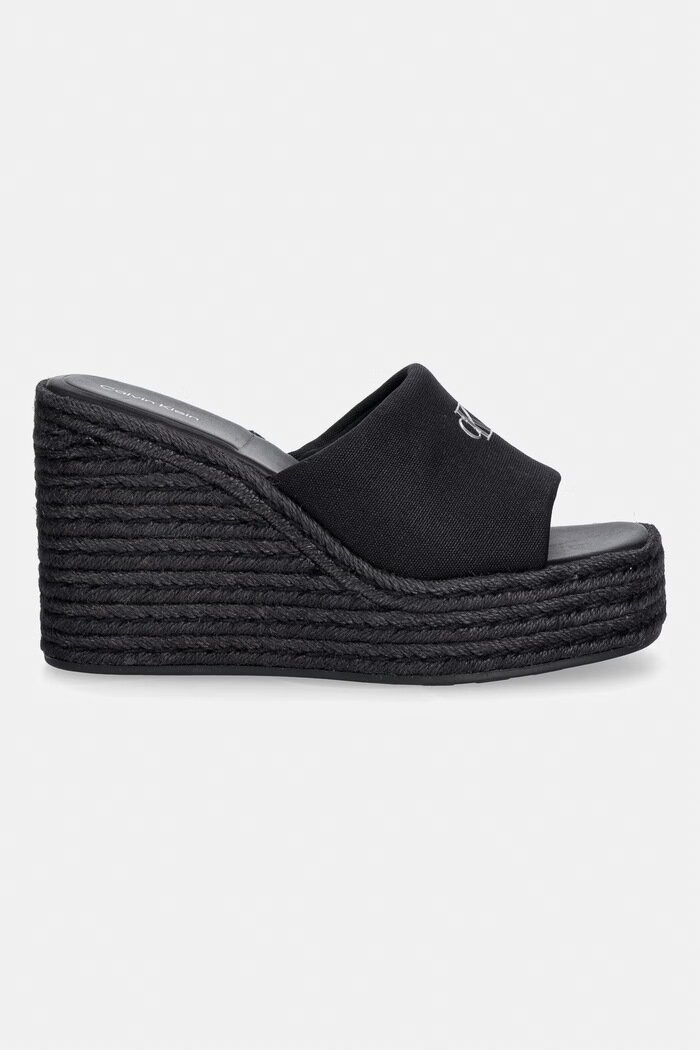 CALVIN KLEIN чехли дамски WEDGE ESPAD 70 CANVAS MG черни HW0HW03282
