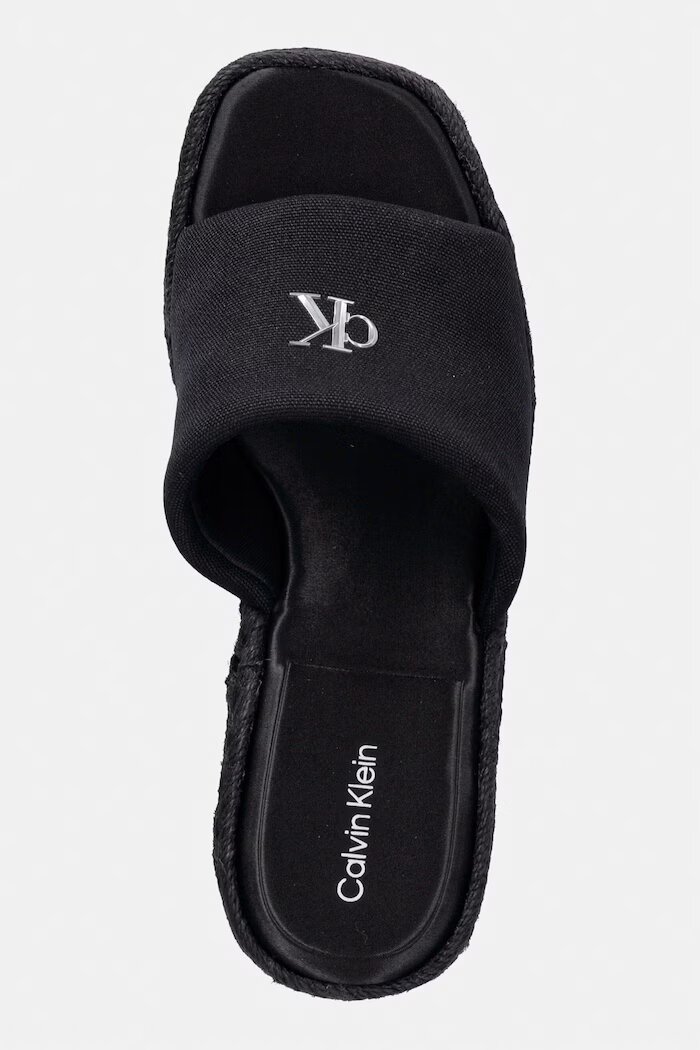 CALVIN KLEIN чехли дамски WEDGE ESPAD 70 CANVAS MG черни HW0HW03282