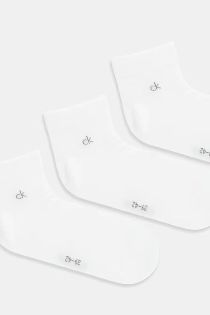 CALVIN KLEIN чорапи мъжки с памук 3 броя бели 701234209