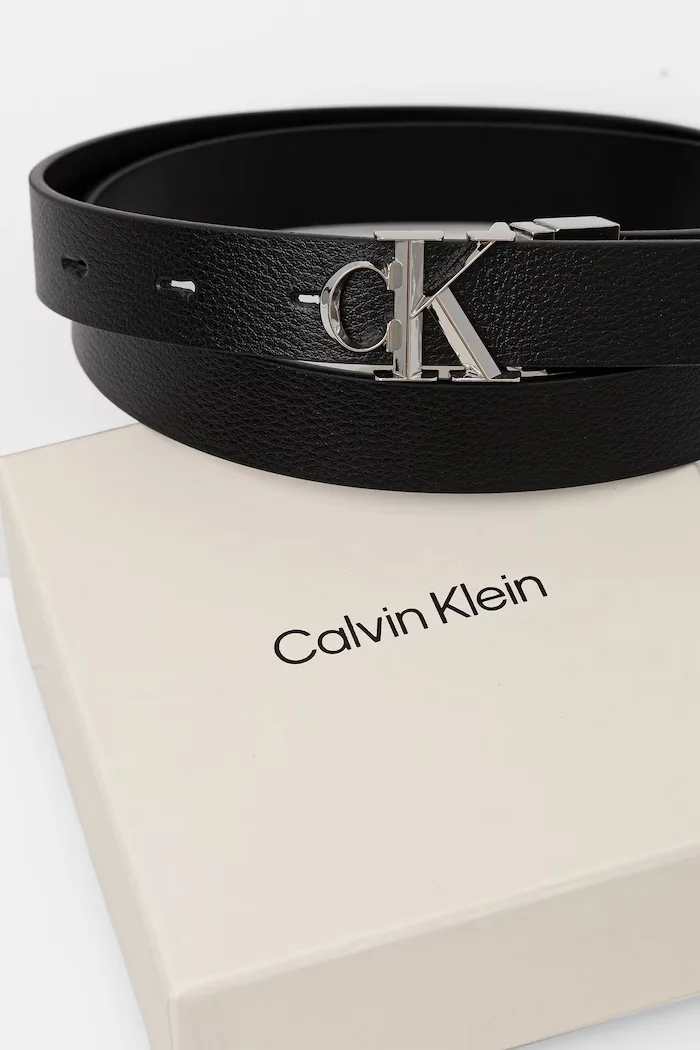 CALVIN KLEIN Двустранен колан дамски от кожа черен