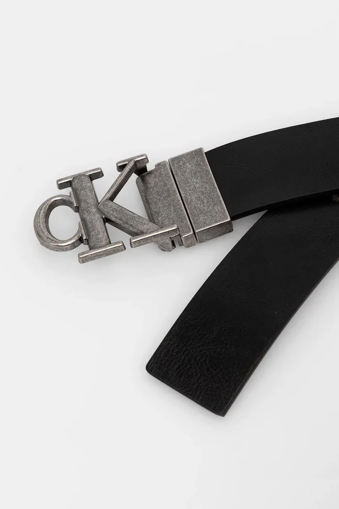CALVIN KLEIN двустранен колан мъжки от кожа черен LV04D7049G