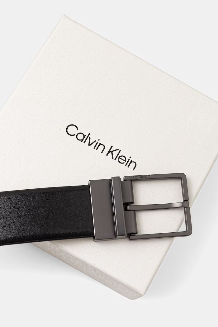 CALVIN KLEIN двустранен колан мъжки от кожа черен LV04D7147G