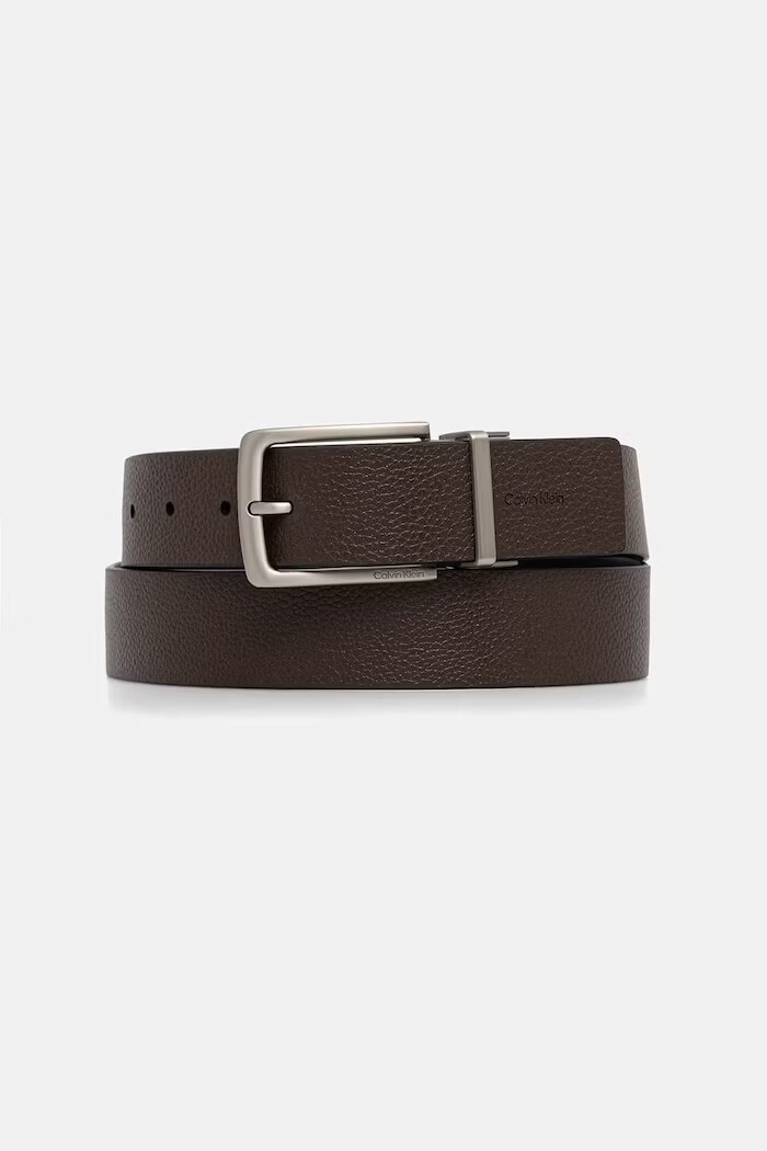 CALVIN KLEIN двустранен колан мъжки от кожа кафяв LV04D7097G