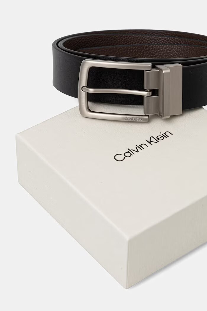 CALVIN KLEIN двустранен колан мъжки от кожа кафяв LV04D7097G