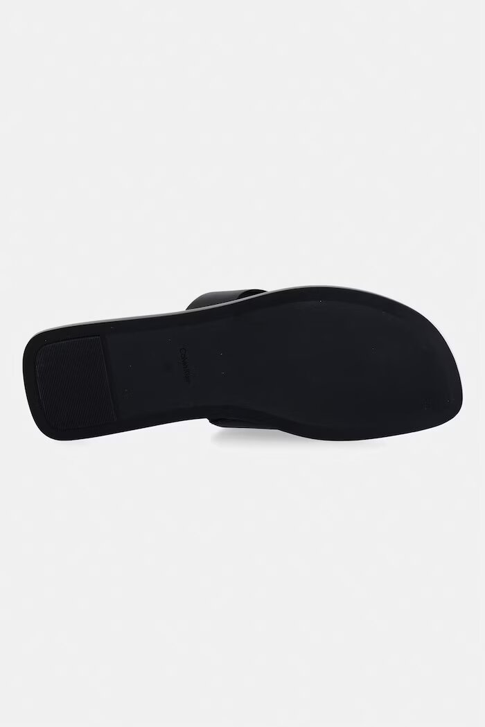 CALVIN KLEIN джапанки дамски от кожа FLAT SANDAL THONG LTH черни HW0HW02866