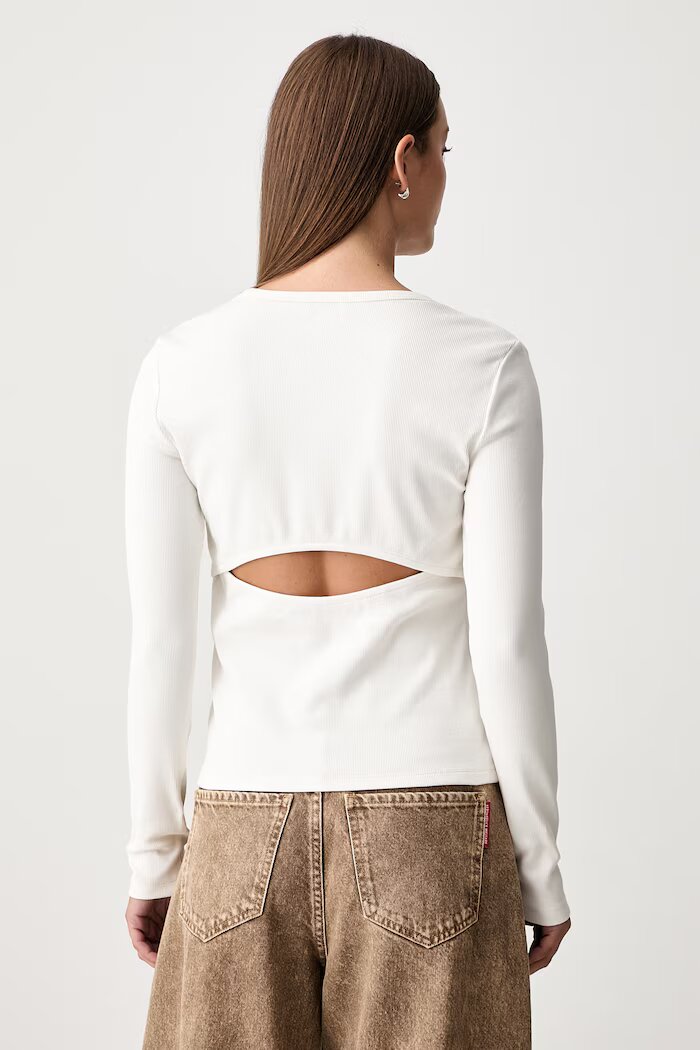 CALVIN KLEIN JEANS блуза с дълги ръкави дамска от памук с еластан бежова LV047H259G