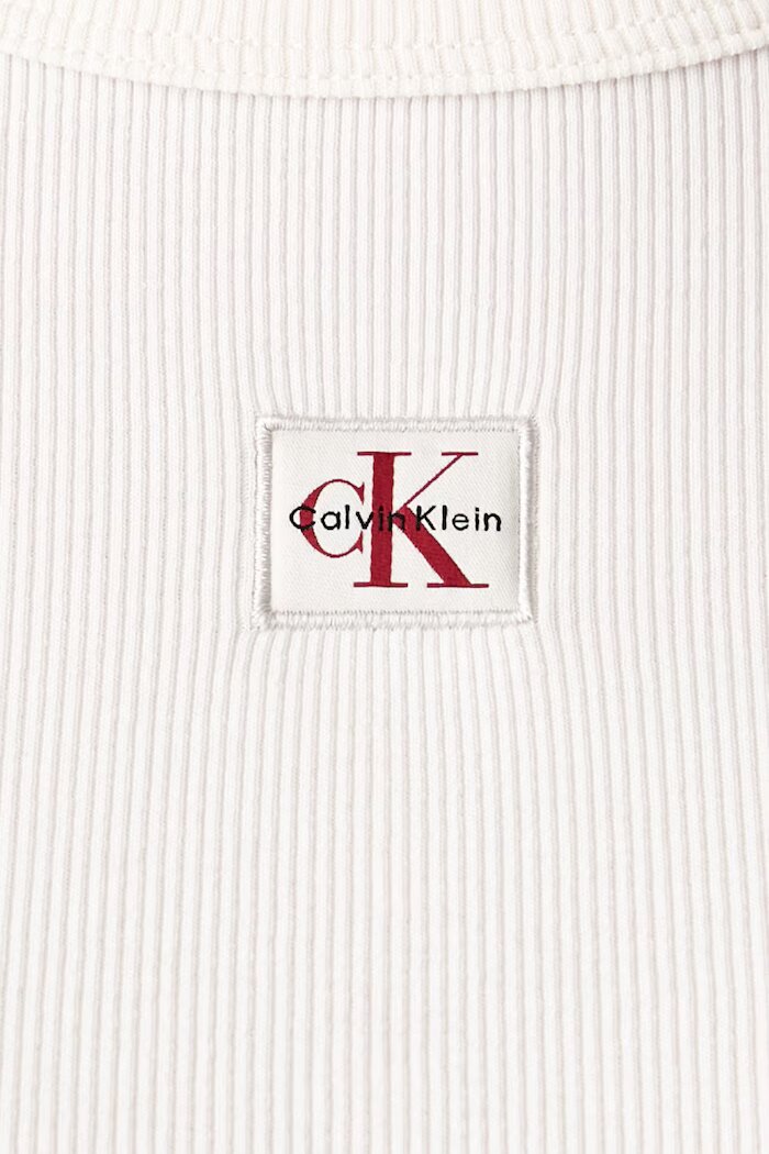 CALVIN KLEIN JEANS блуза с дълги ръкави дамска от памук с еластан бежова LV047H259G