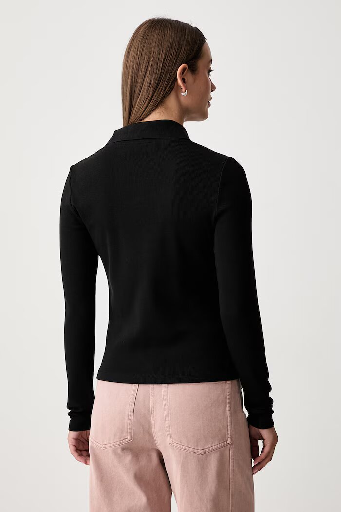CALVIN KLEIN JEANS блуза с дълги ръкави дамска от памук с еластан черна LV047H203G
