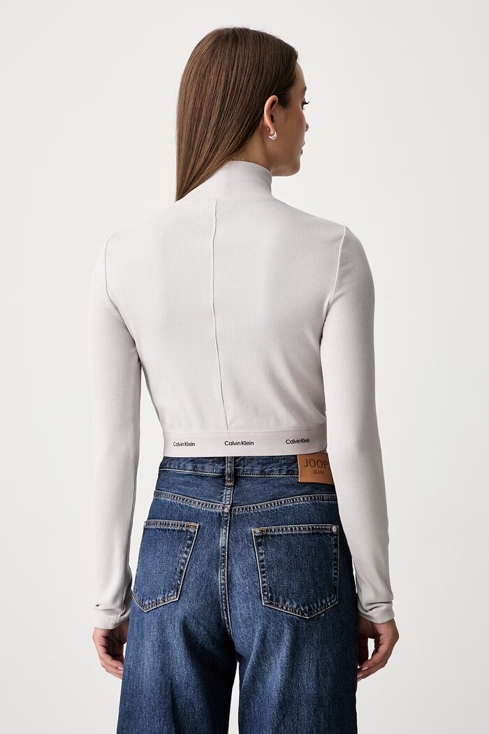 CALVIN KLEIN JEANS блуза с дълги ръкави дамска от памук с еластан сива LV047H240G