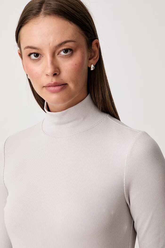 CALVIN KLEIN JEANS блуза с дълги ръкави дамска от памук с еластан сива LV047H240G