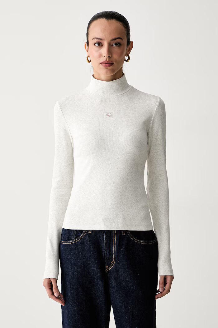 CALVIN KLEIN JEANS блуза с дълги ръкави дамска с памук сива LV047D203G
