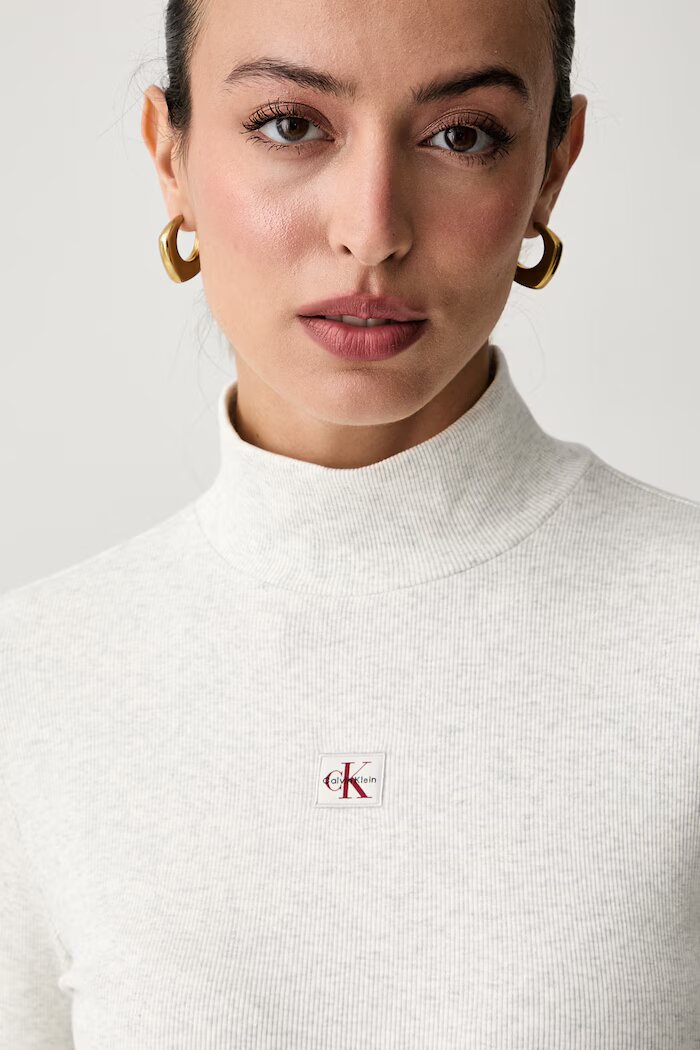 CALVIN KLEIN JEANS блуза с дълги ръкави дамска с памук сива LV047D203G