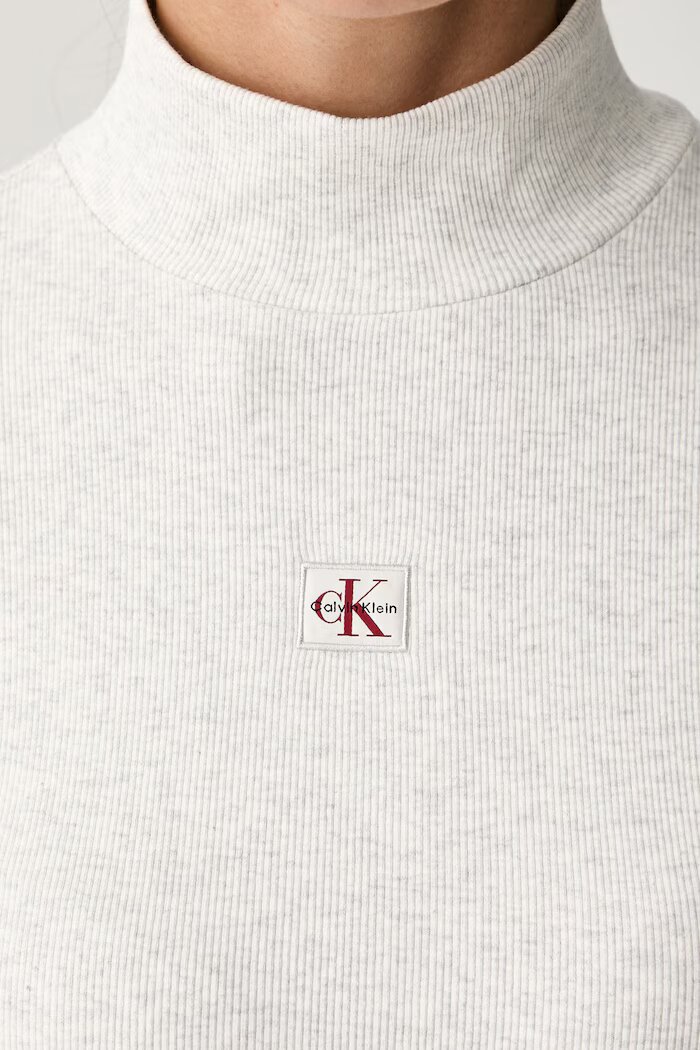 CALVIN KLEIN JEANS блуза с дълги ръкави дамска с памук сива LV047D203G