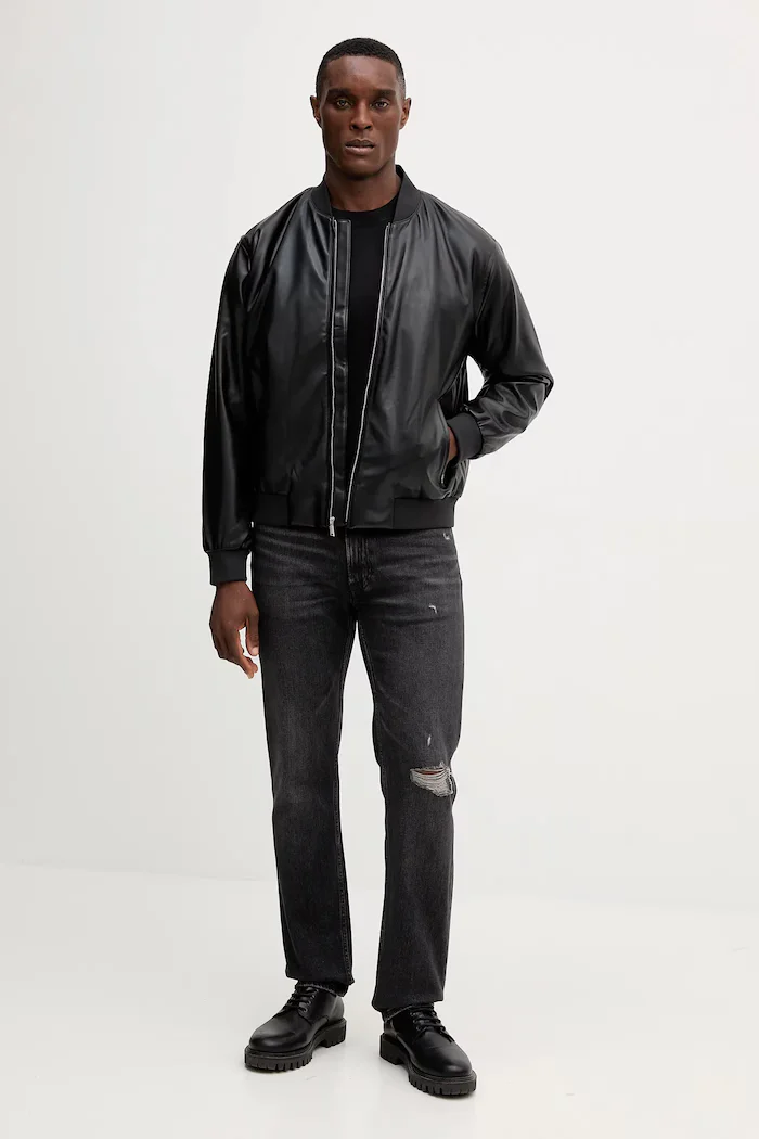 CALVIN KLEIN JEANS блуза с дълги ръкави мъжка от памук черна LV04RD247G