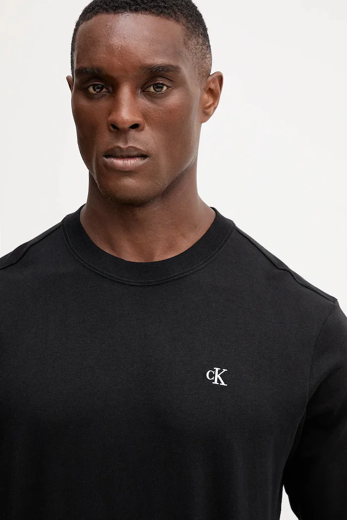 CALVIN KLEIN JEANS блуза с дълги ръкави мъжка от памук черна LV04RD247G