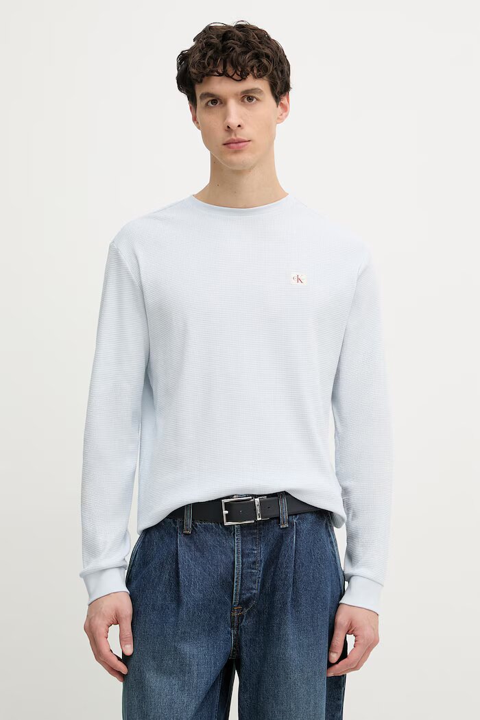 CALVIN KLEIN JEANS блуза с дълги ръкави мъжка от памук синя LV040EM217