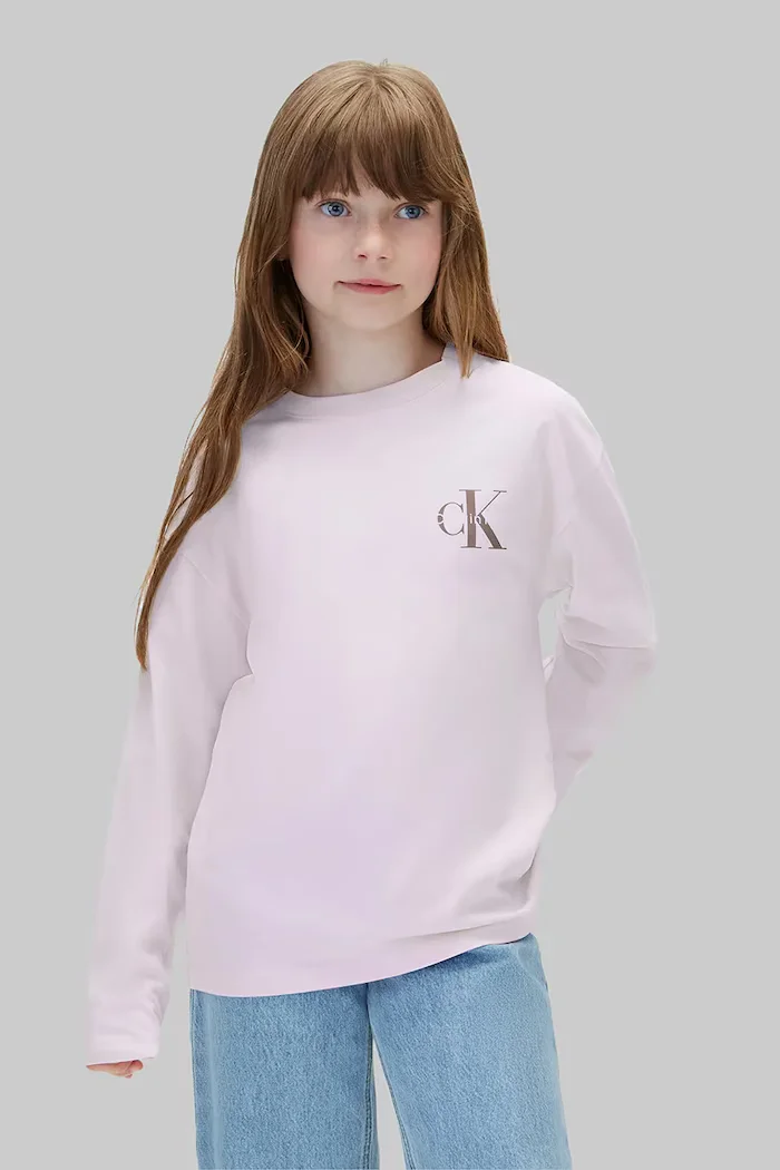 CALVIN KLEIN JEANS блуза с дълги ръкави за деца от памук виолетова LVCKTJA17U